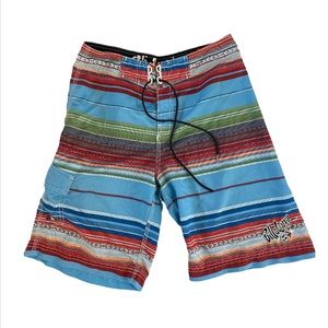Billabong Striped Colorful Board Shorts Swim Trunks